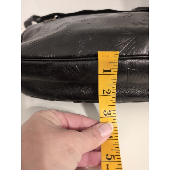 Vintage Sharif Black Reptile Embossed Leather Crossbody‎ Bag - Picture 12 of 16